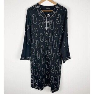 NWT J. McLaughlin black white Paisely Kiara Tunic Medium